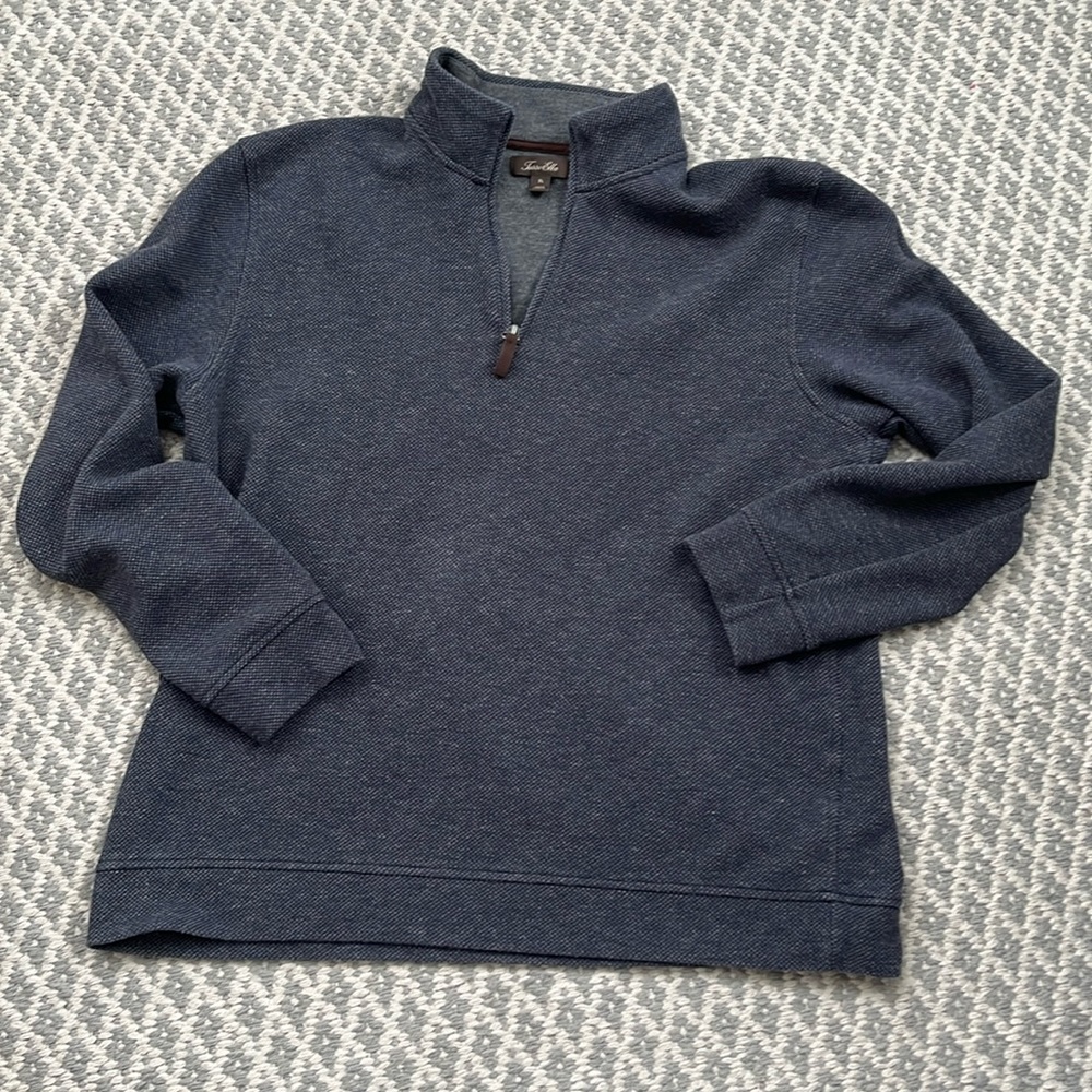 Tasso Elba Men’s 1/4 Zip Sweater Sweatshirt Navy Blue Gray